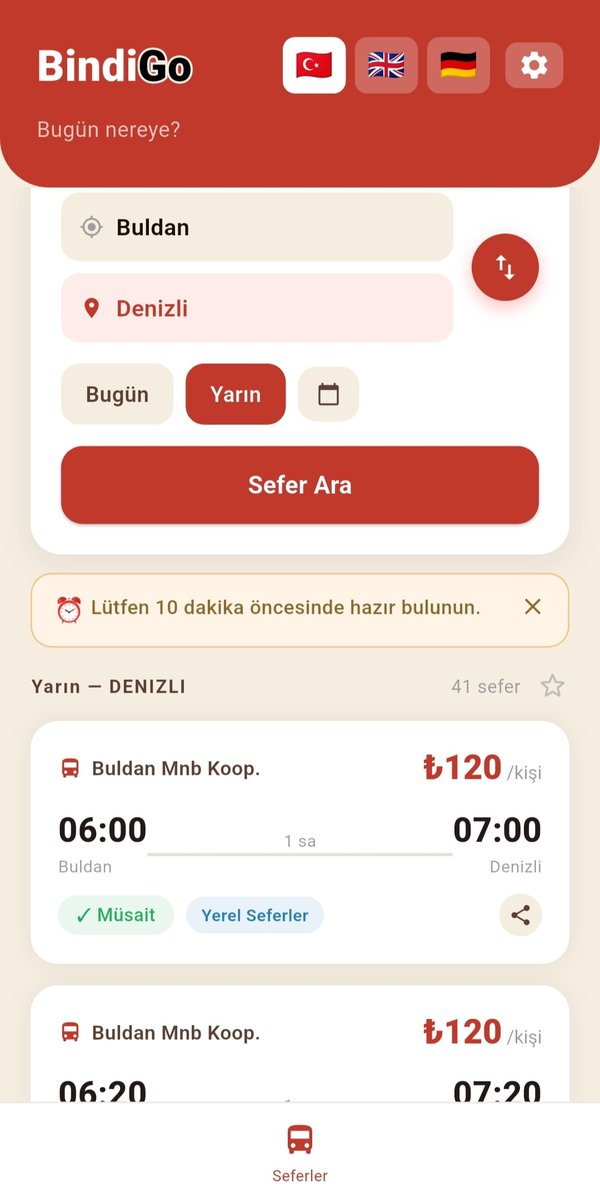BindiGo sefer sonuçları